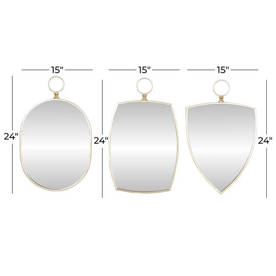 Set of 3 Gold Wood Traditional Wall Mirror 24", 24", 25"